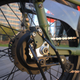 A photo of the hub motor on the rear wheel of the RadRunner 2 electric bike.